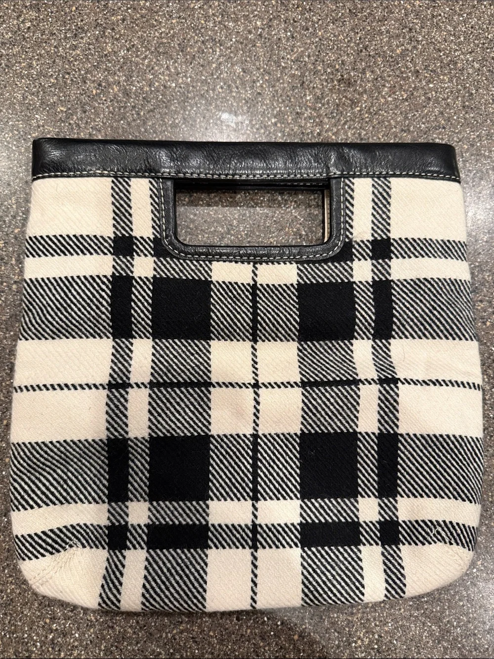 Banana Republic Black & Cream Plaid Top-Handle Clutch
